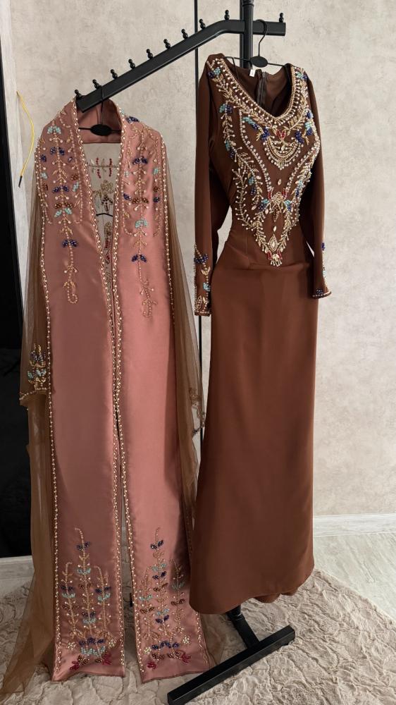 جلابية سهره باربي تطريز يدوي الاصلي اللون بني من متجر جوهره D