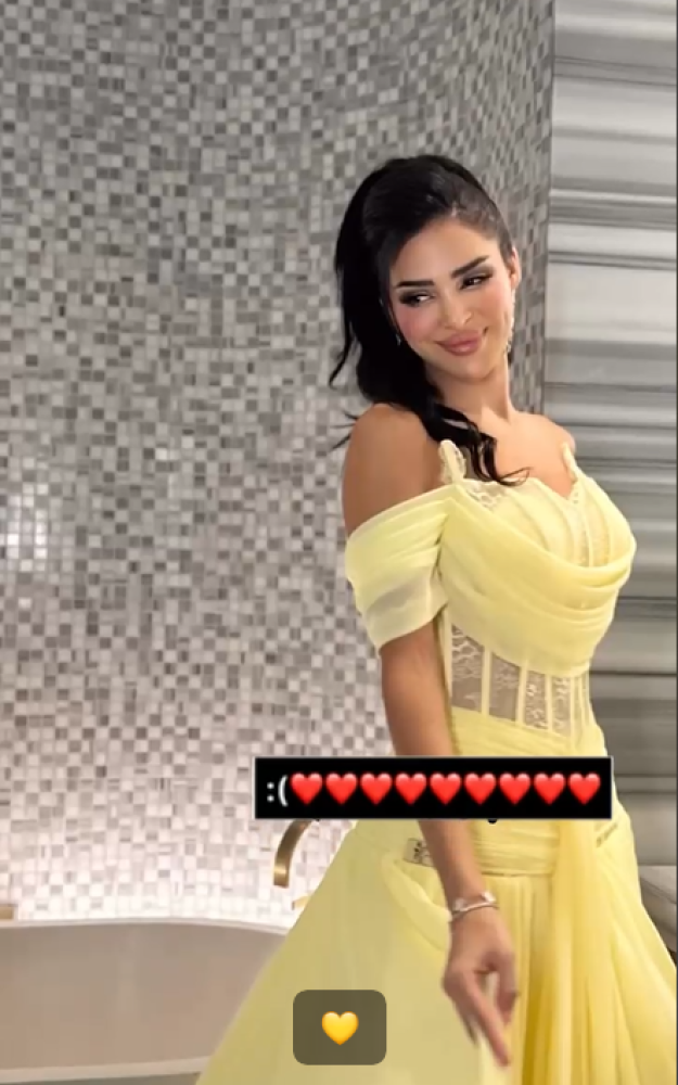 فستان سهره  اللون  ليموني   شيفون  جورجيت  من متجر جوهره HL