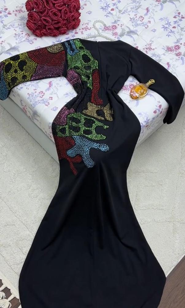 فستان فخم الخـامة كريب فصوص الاصلي
