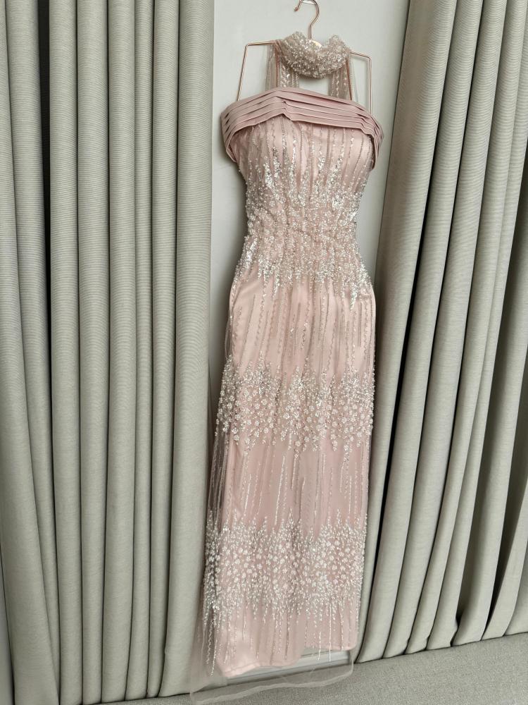 Evening dress pink color beaded and lining Barbie from Jewel Store MN