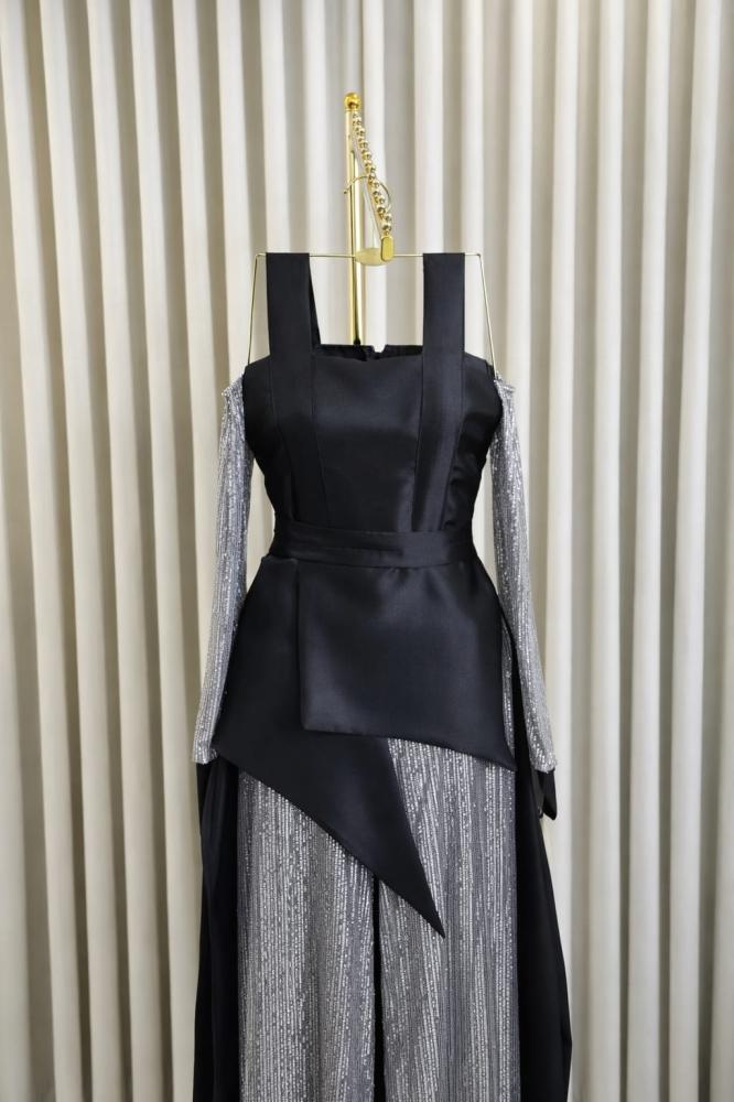 Jumpsuit, high quality Mikado, black color, from Jewel Store EF