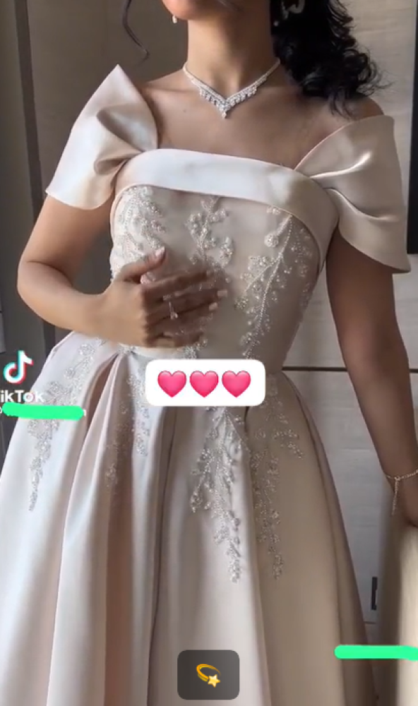 فستان سهره اللون بيج  ميكادو اصلي درجه اولى دبل كلوش   شك سهره راقي TR