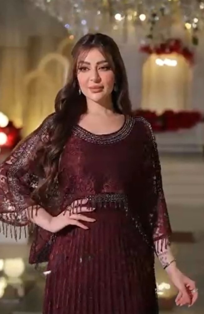 فستان  سهره اللون ليلكي   خامه دانتيل وخرز شغل يد من  متجر جوهره MN