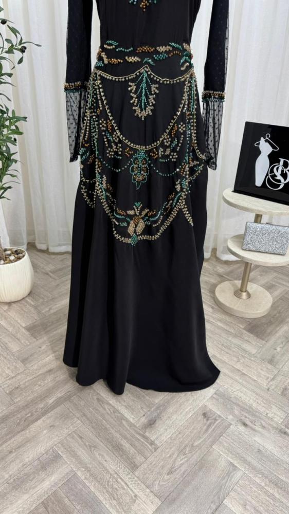 Evening dress black color Barbie hand embroidery elegant from Jewel store BS