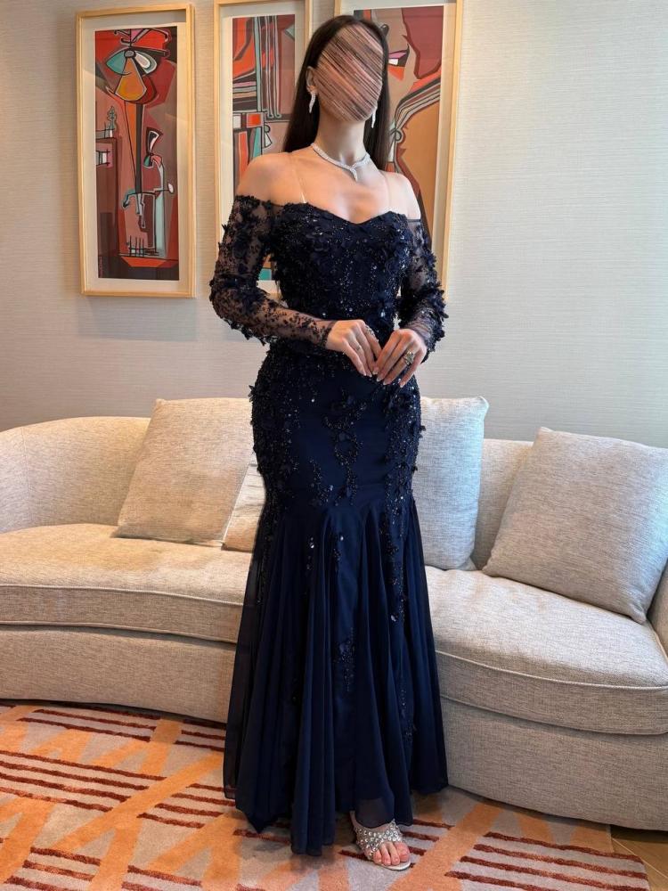Elegant navy evening dress from Joohara store