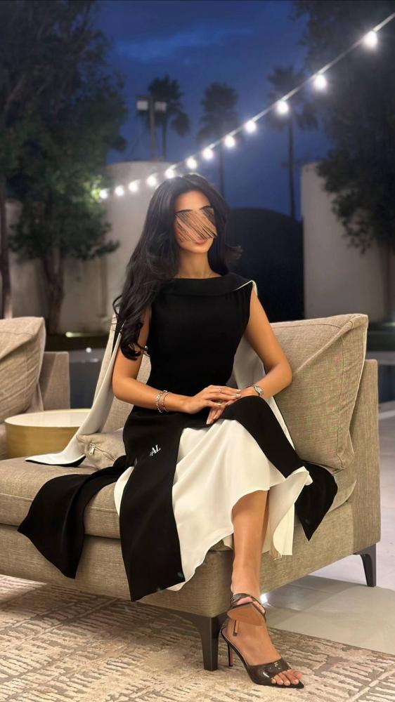فستان سهره اللون   ابيض على اسود ميد باربي من متجر  جوهره AT