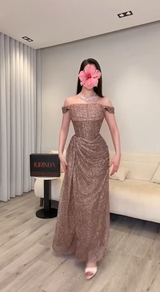 فستان سهره اللون نحاسي كلفه سهره خرز من متجر جوهره LF