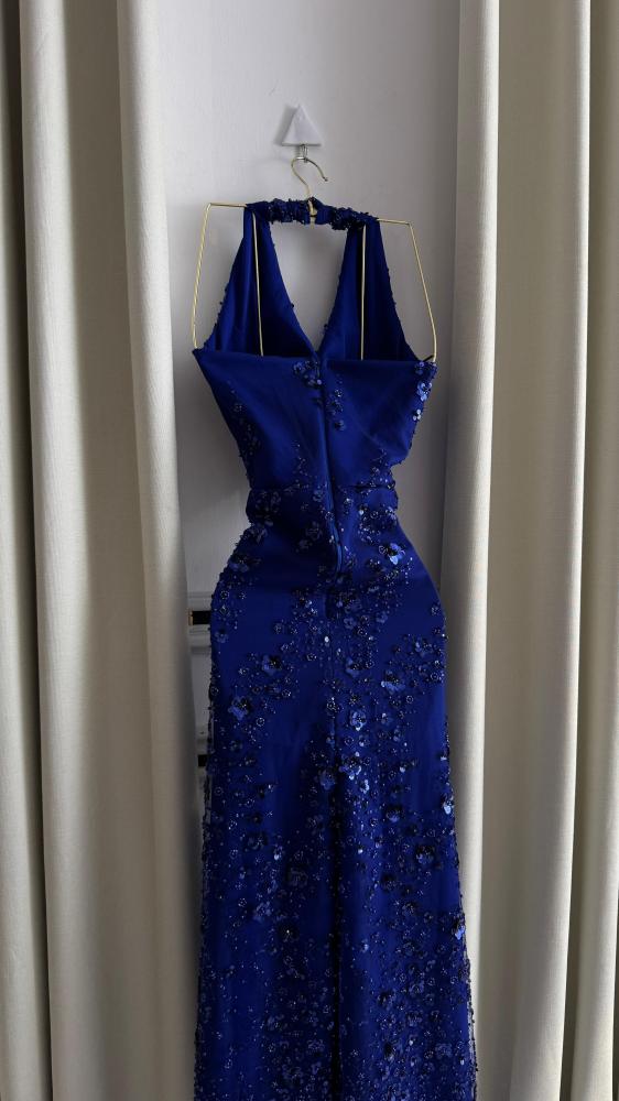 Evening dress in burgundy, earthy, navy, beaded from Jewel Store MN
