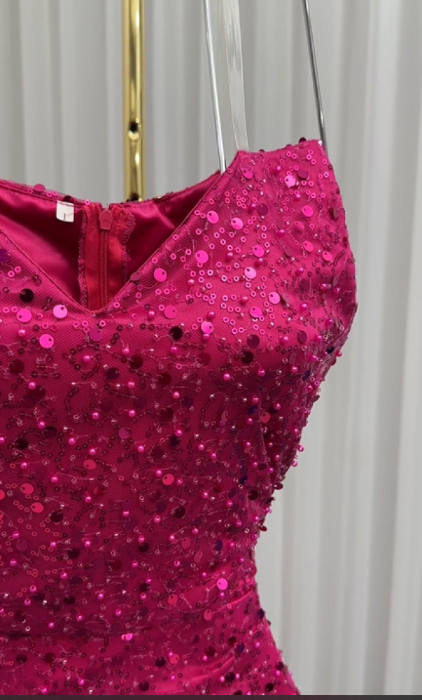 Evening dress in fuchsia color with shawl EF