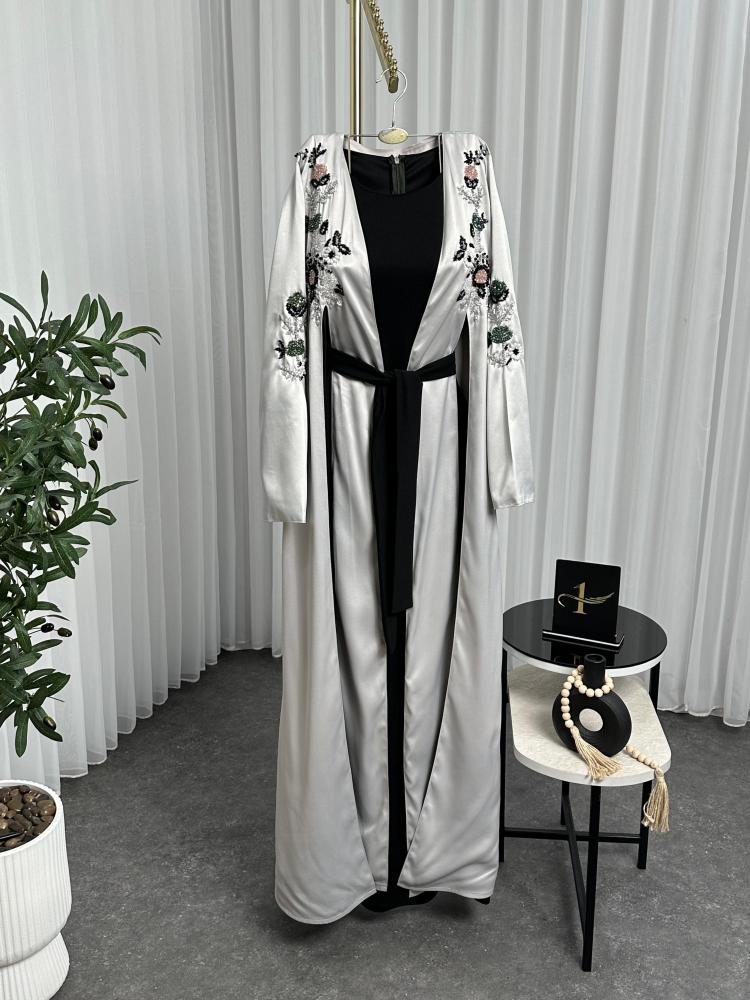 Long embroidered jacket gown
