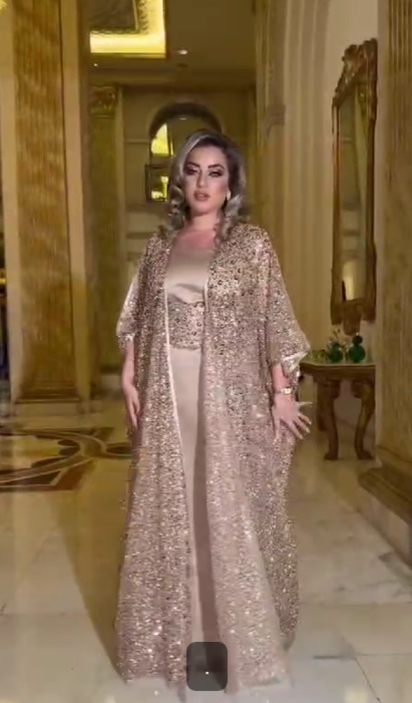 فستان سهره  اللون ذهبي  ترتر    من متجر جوهره FR