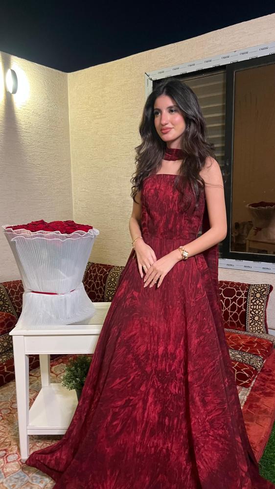 فستان سهره اللون  عودي  بنفسجي و كحلي   دانتيل وشيفون من متجر  جوهره  MN