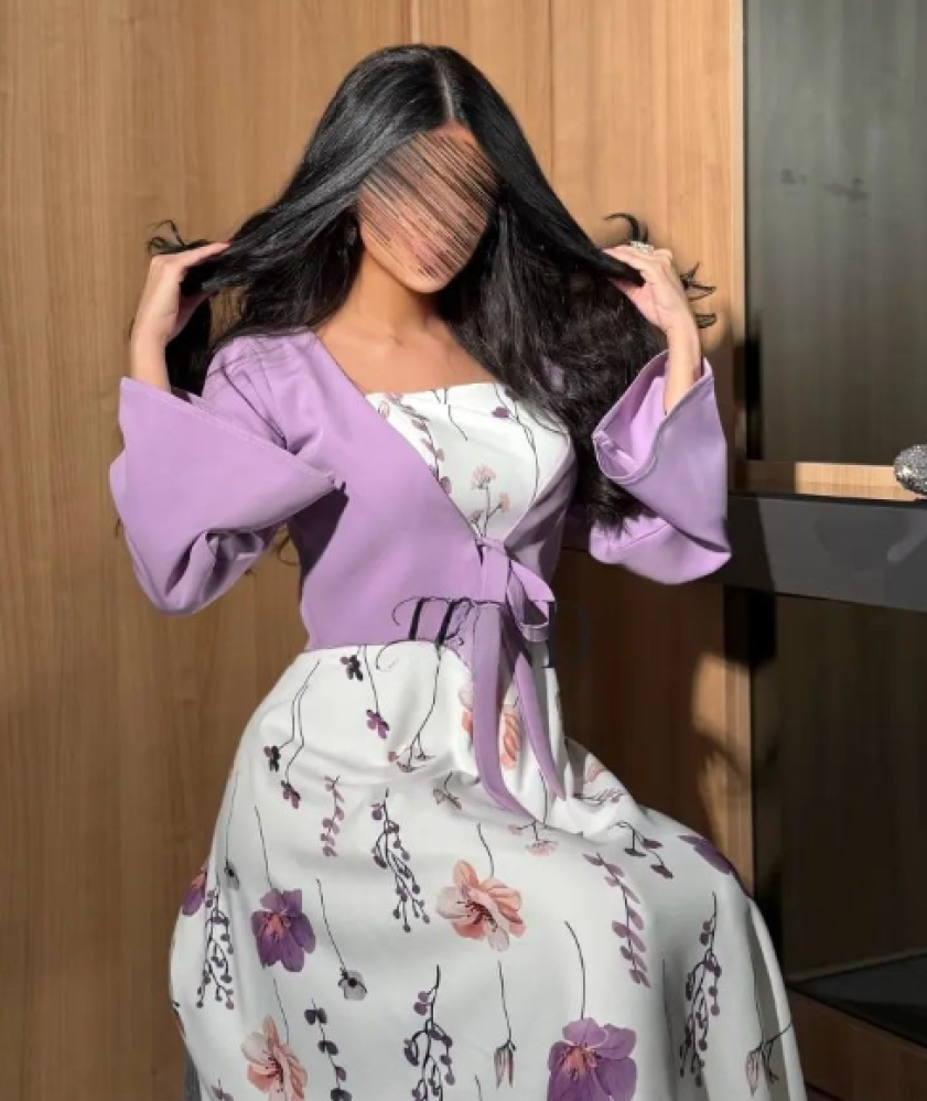 فستان اللون موف على ابيض جاكيت باربي  باربي برنت    من متجر  جوهره  FH