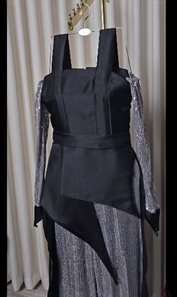 Jumpsuit, high quality Mikado, black color, from Jewel Store EF