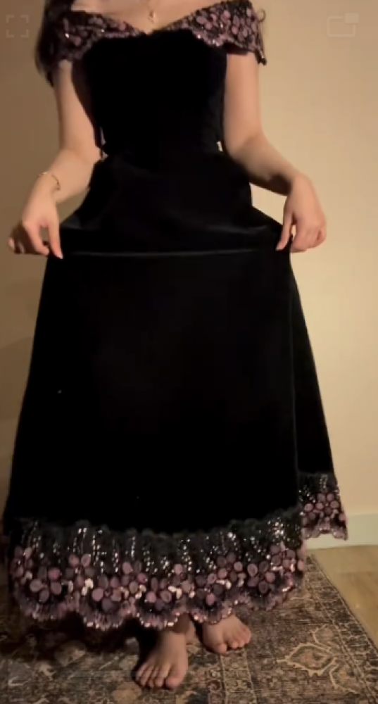 Dress in black color, fabric: taffeta, and embroidery from Jewelry Store MN
