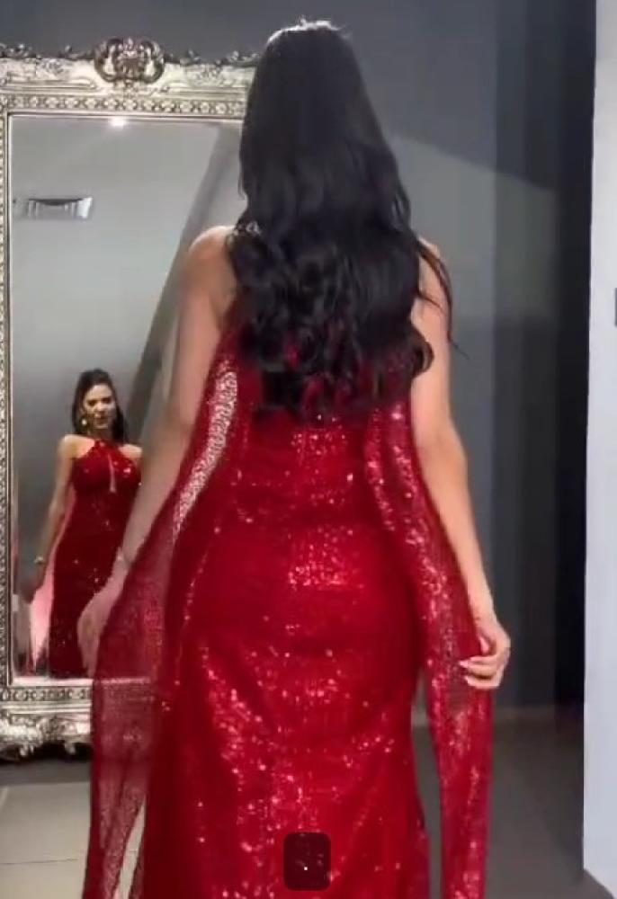 فستان سهره احمر الخامه كردانه من متجر جوهره HR