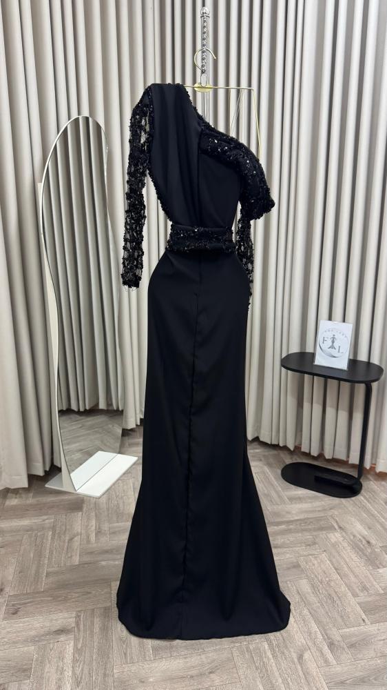 Evening dress black color Barbie hand embroidery from Jewel store FR