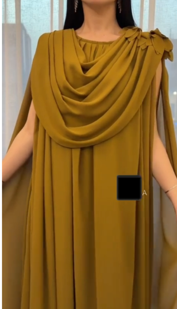فستان سهره اللون زيتي شيفون  من متجر  جوهره  D