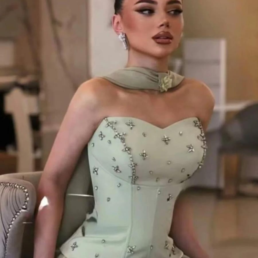 فستان سهره الالوان موف و تفاحي  الصدر تفته وشيفون كلوش تطريز يدو  من متجر جوهره D