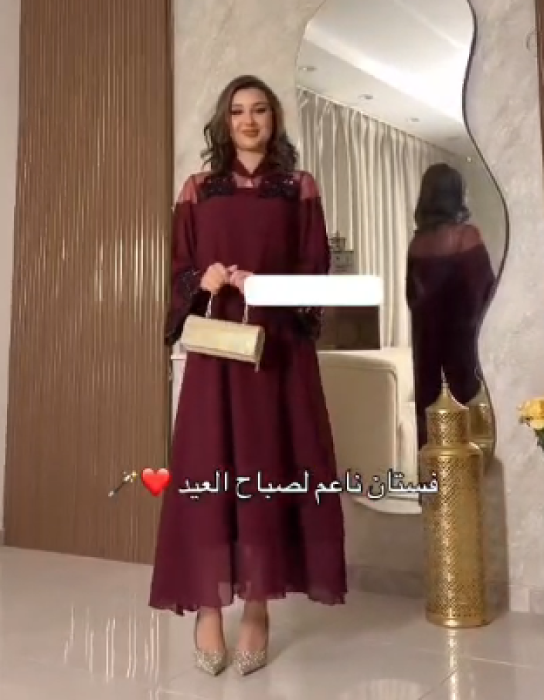 فستان سهره اللون  برغندي جورجيت بليسيا كلفه  من متجر  جوهره LA