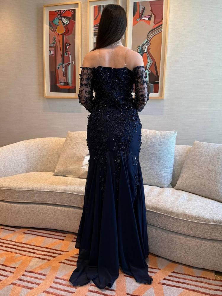 Elegant navy evening dress from Joohara store