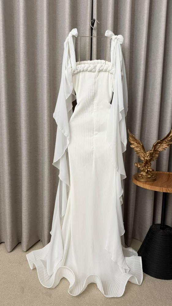 فستان سهره اللون احمر شيفون -خامه جورجيت كوري بطانه بوليسيه  جيبون  من متجر جوهره MN QN