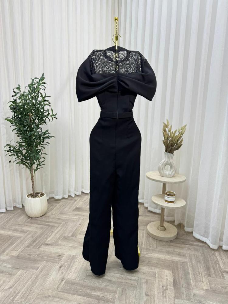 Black color jumpsuit with embroidery from Jewel LS store
