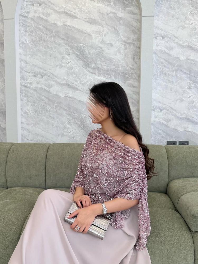 فستان سهره اللون موف خرز وباربي   من متجر  جوهره  MN