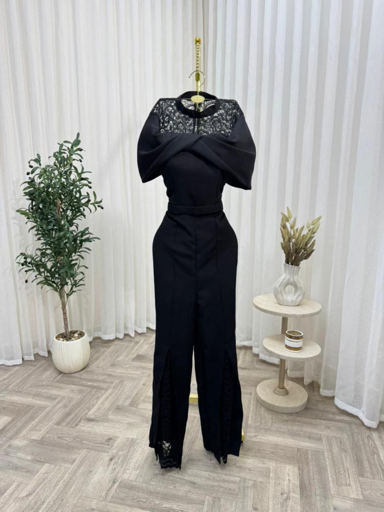 Black color jumpsuit with embroidery from Jewel LS store
