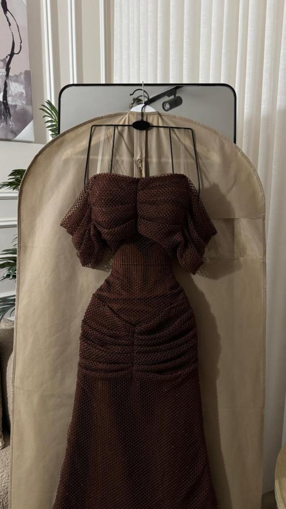 Evening dress, brown color, evening fabric, from Jewel Store DN