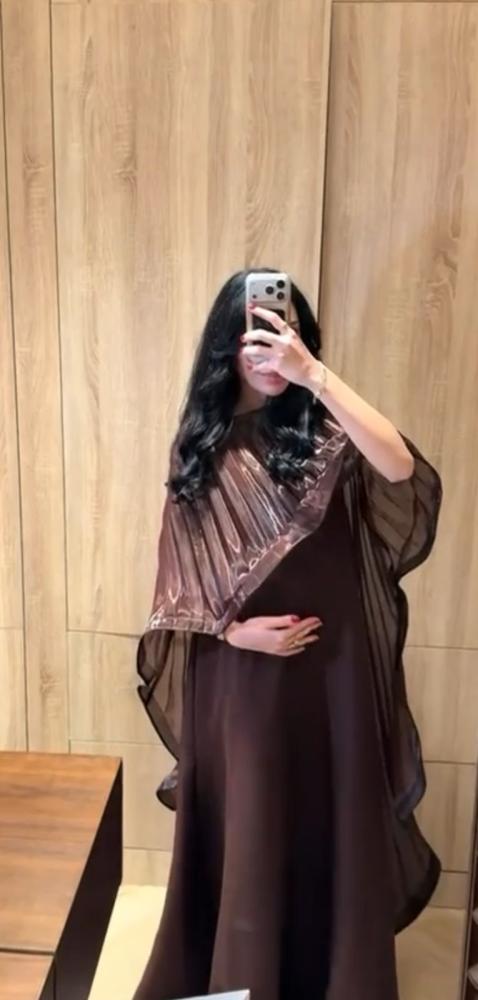 Evening dress in brown Barbie color, Blesa Gazar embroidery, flared from Johaara D store