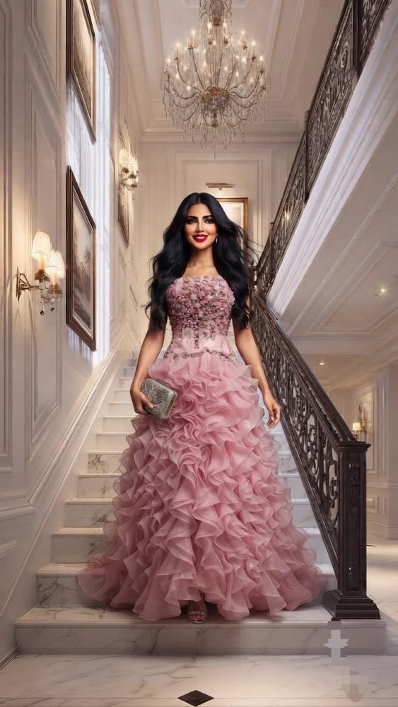 فستان سهره  اللون لحمي  كلفه مورده و اورجنزا  من  متجر جوهره LF