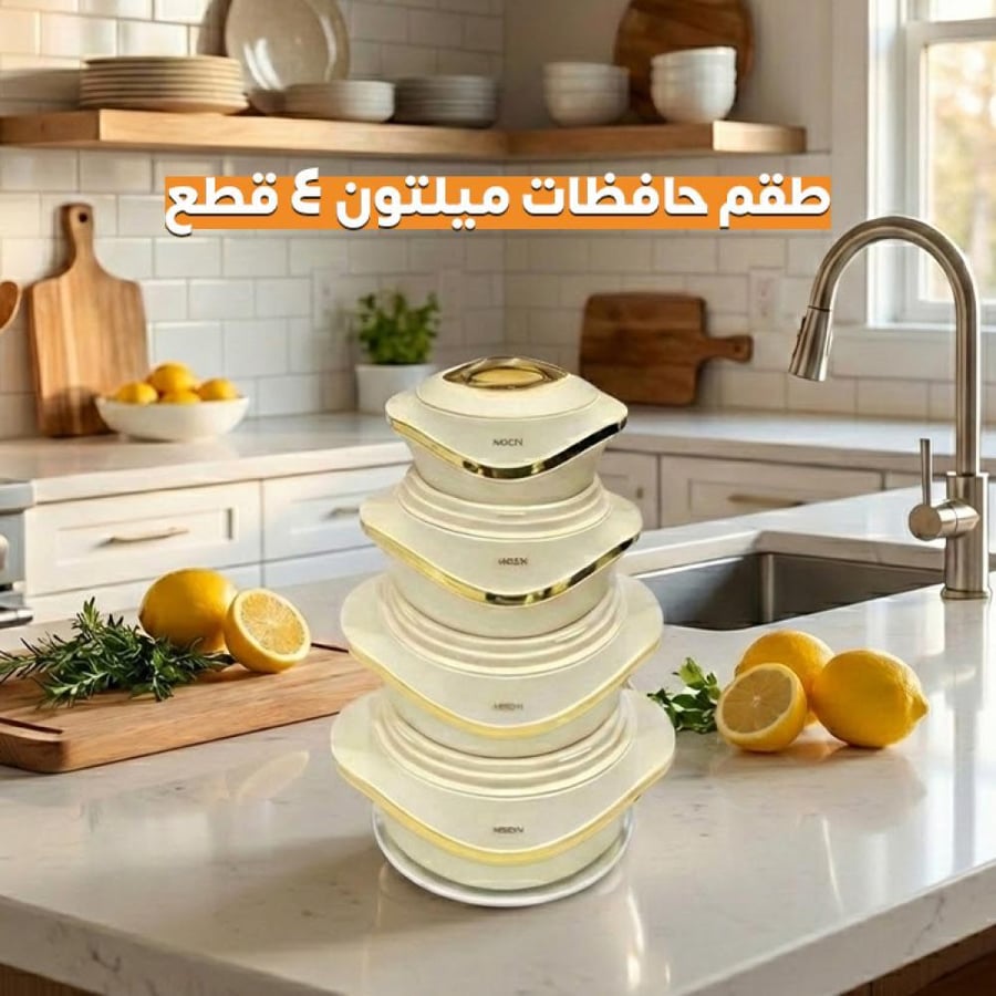 بكج المطبخ الذكي طقم حافظات ميلتون 4 قطع + خلاط كهربائي متكامل 6×1