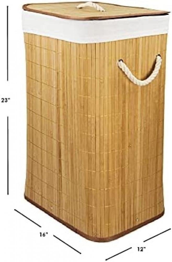 سلة غسيل من الخيزران
