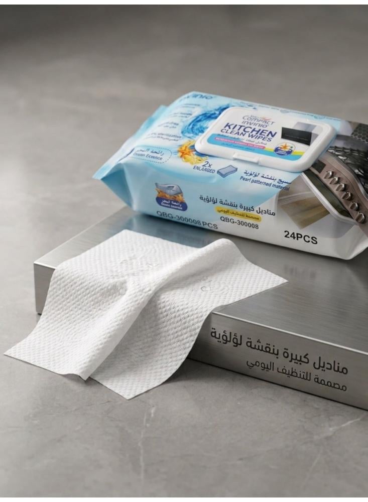 مناديل مبللة لتنظيف المطبخ انفينيو نيو كومباكت برائحة البحر، مزيل للدهون والزيوت للفرن والمغسلة والرخام والبلاط، خالية من الكحول، حجم مضاعف – عبوة واحدة 80 منديل