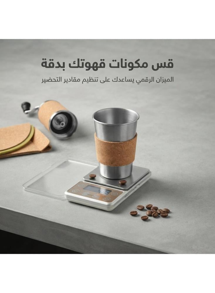 حقيبة قهوة مختصة 8 في 1، طقم قهوة تقطير محمول مع مطحنة يدوية وإبريق تقطير ومقطرة ستانلس ستيل وميزان رقمي وأكواب وعلبة حفظ، تصميم فلين