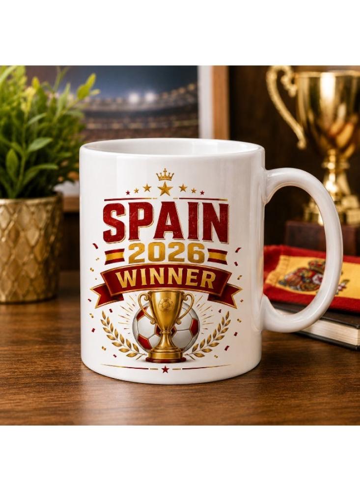 كوب سيراميك أبيض تصميم كأس بطل إسبانيا 2026