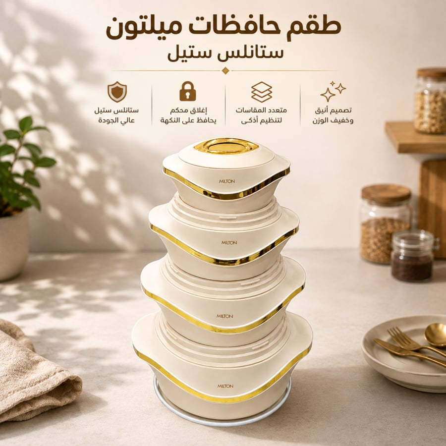 طقم حافظات ميلتون من الستانلس ستيل