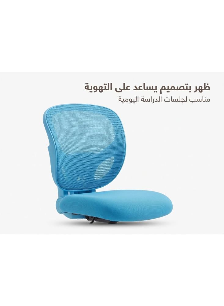 كرسي مكتب للأطفال للمذاكرة من أفراس بمساند يد قابلة للرفع، كرسي دوار قابل لتعديل الارتفاع بظهر مريح وعجلات للمذاكرة والواجبات في المنزل، أزرق