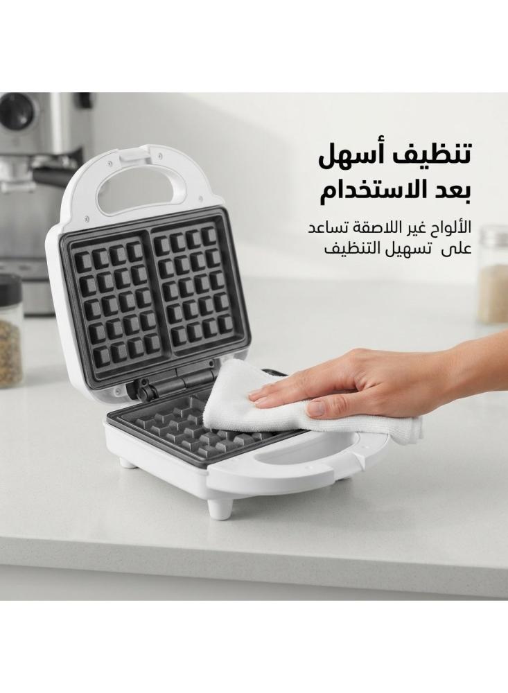 صانعة وافل صغير كهربائية 700 واط، تصنع 7 قطع وافل دائرية، ألواح غير لاصقة، لمبة مؤشر، جهاز وافل صغير للفطور ووجبات الأطفال، أبيض