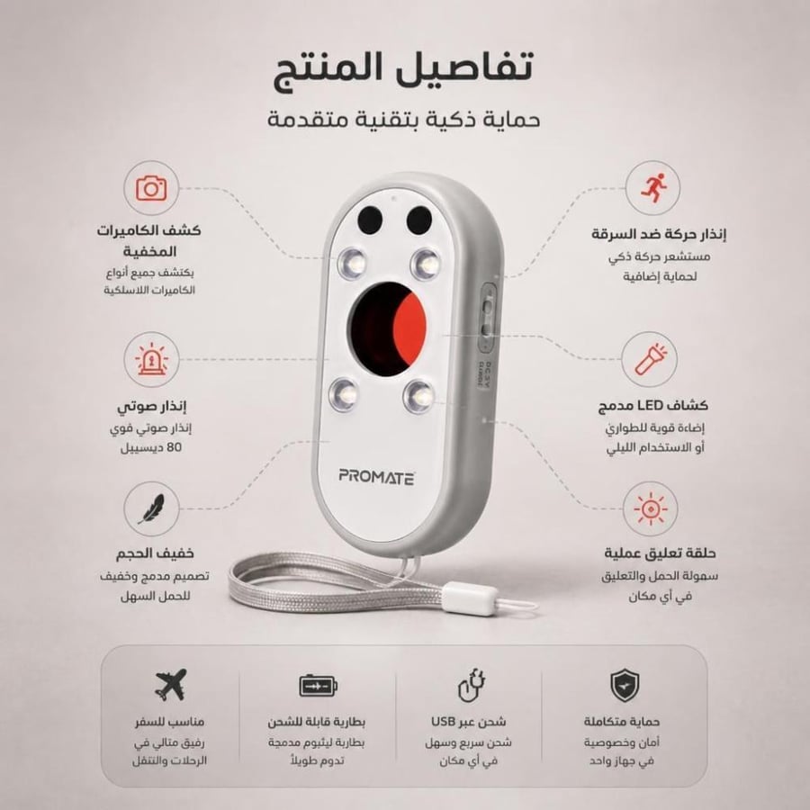 كاشف كاميرات مخفية محمول بالأشعة تحت الحمراء