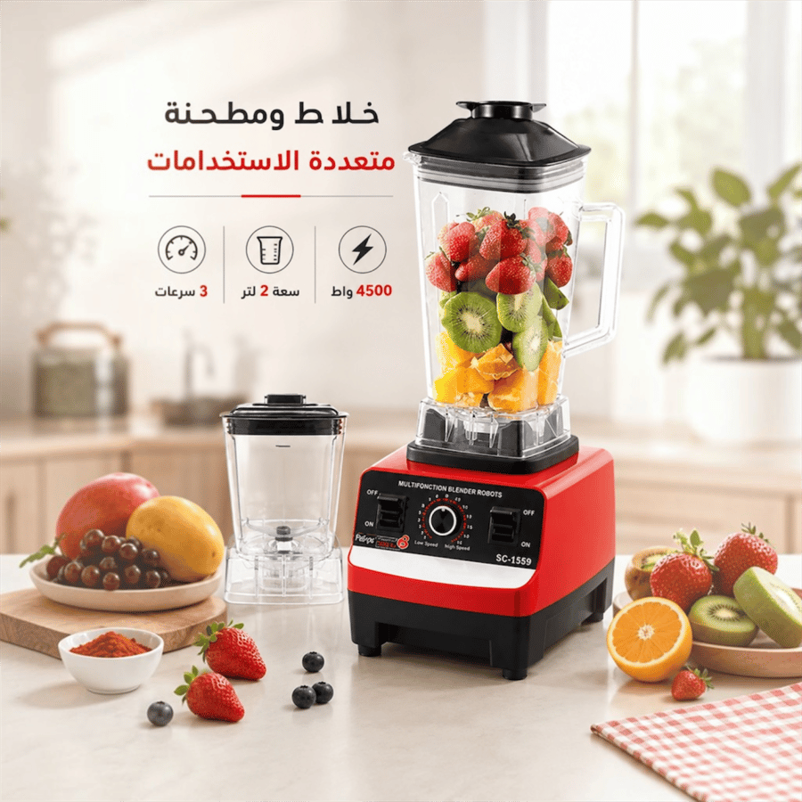 خلاط كهربائي متعدد الوظائف 2 في 1 مع مطحنة Silver Crest حبوب، سعة 2 لتر، قوة 4500 واط