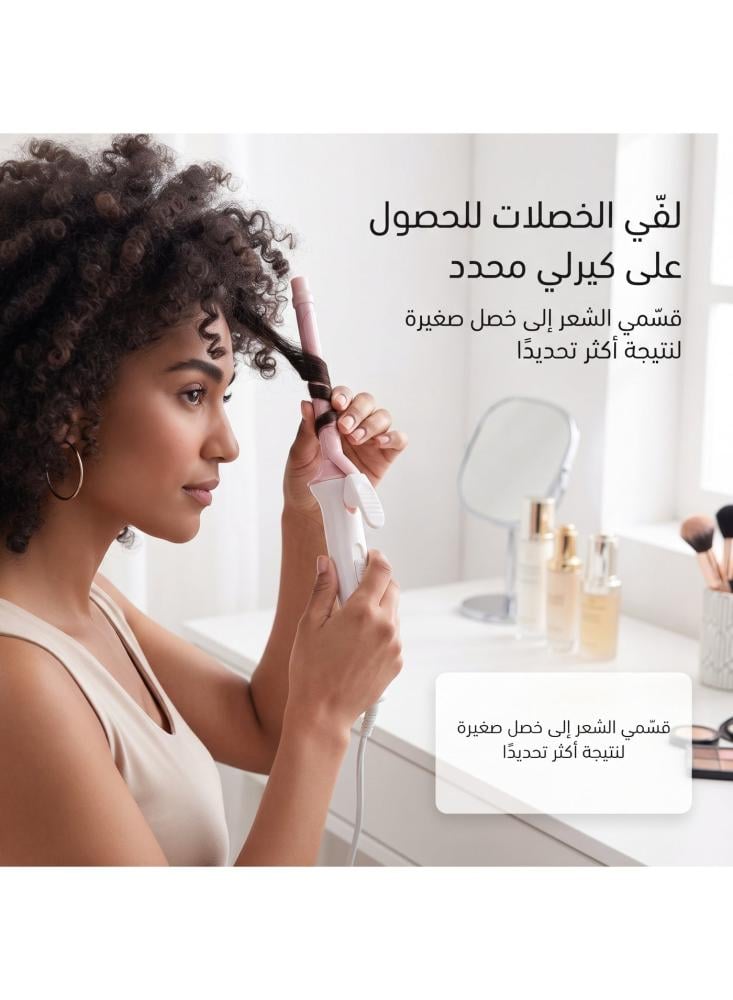 مكواة تجعيد الشعر 10 ملم من أفراس R0174، حرارة ثابتة 200 درجة، مكواة كيرلي رفيعة للتجعيد الصغير والكيرلي الأفريقي، تسخين سريع للشعر القصير والطويل، وردي