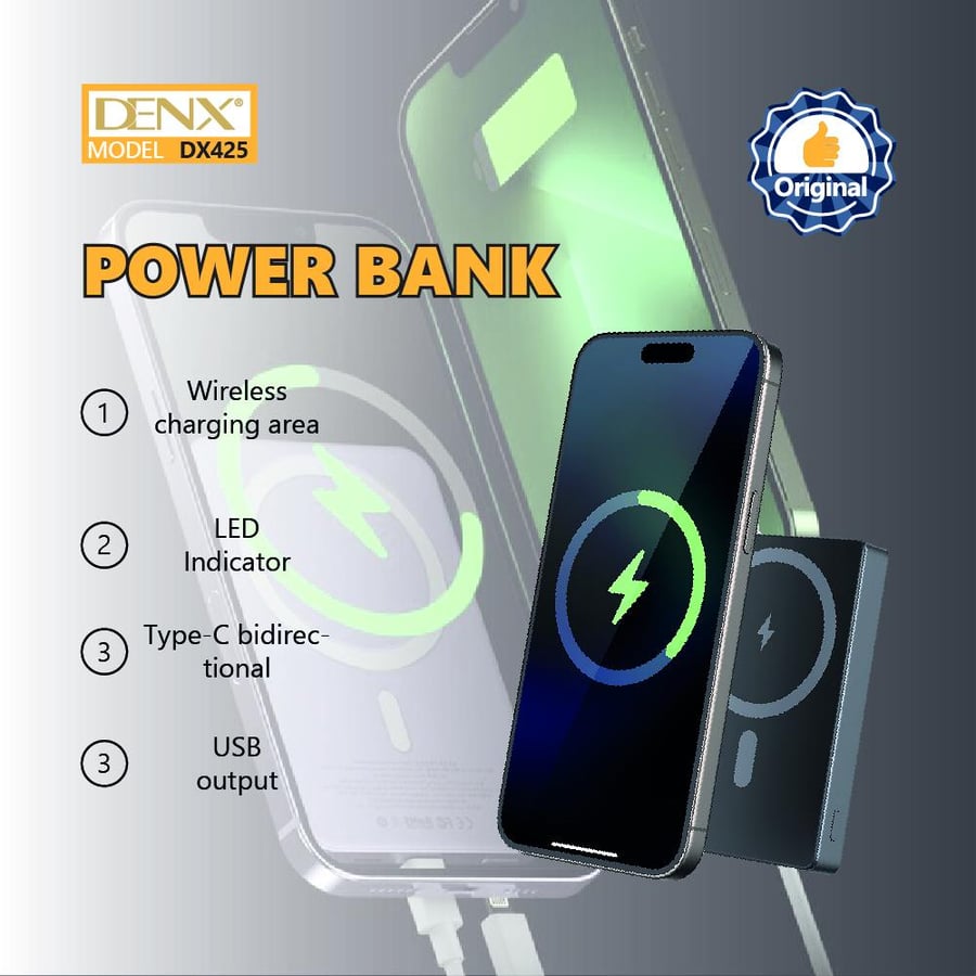 باور بانك Denx بطارية 10000 مللي أمبير لاسلكي