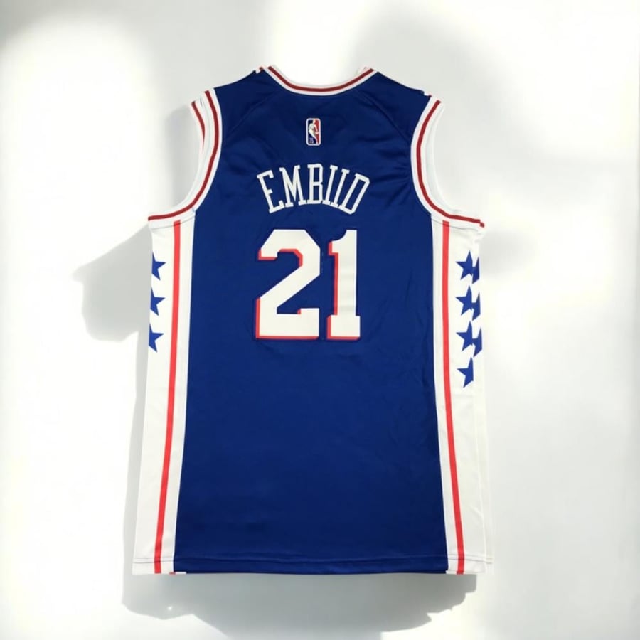 Philadelphia 76ers jersey blue Joel Embiid season 2025