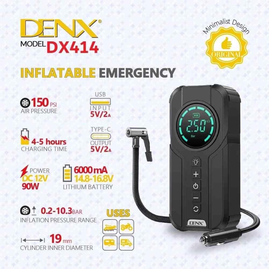 بطارية متنقلة اشتراك مشغل للسيارة بقوة 6000 ملي امبير مع منفاخ هواء DX414