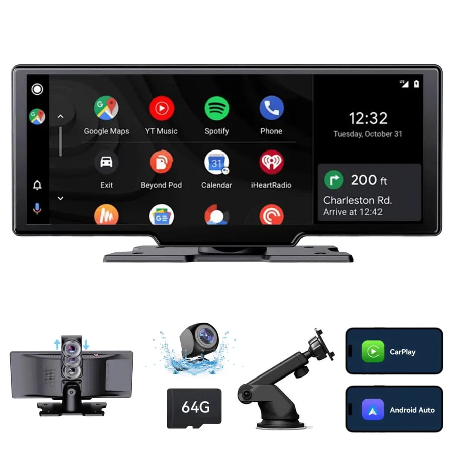 شاشة سيارة محمولة 10.26” مع Apple CarPlay وAndroid Auto
