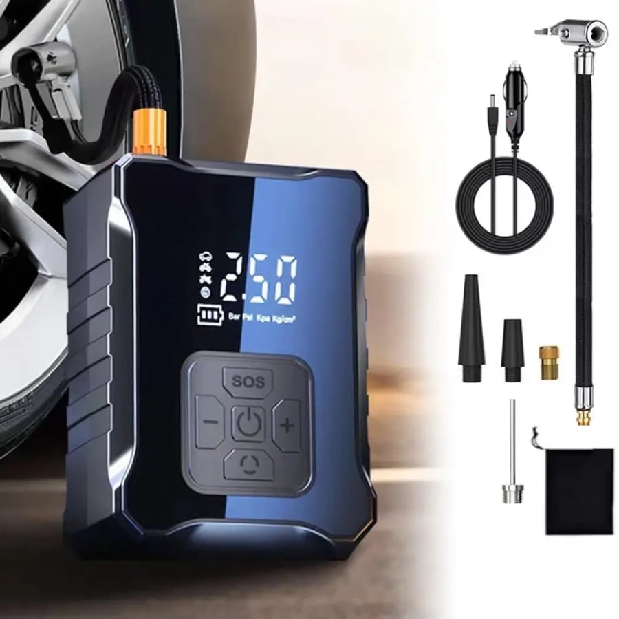 مضخة إطارات كهربائية متعددة الوظائف 150 PSI مع شاشة رقمية