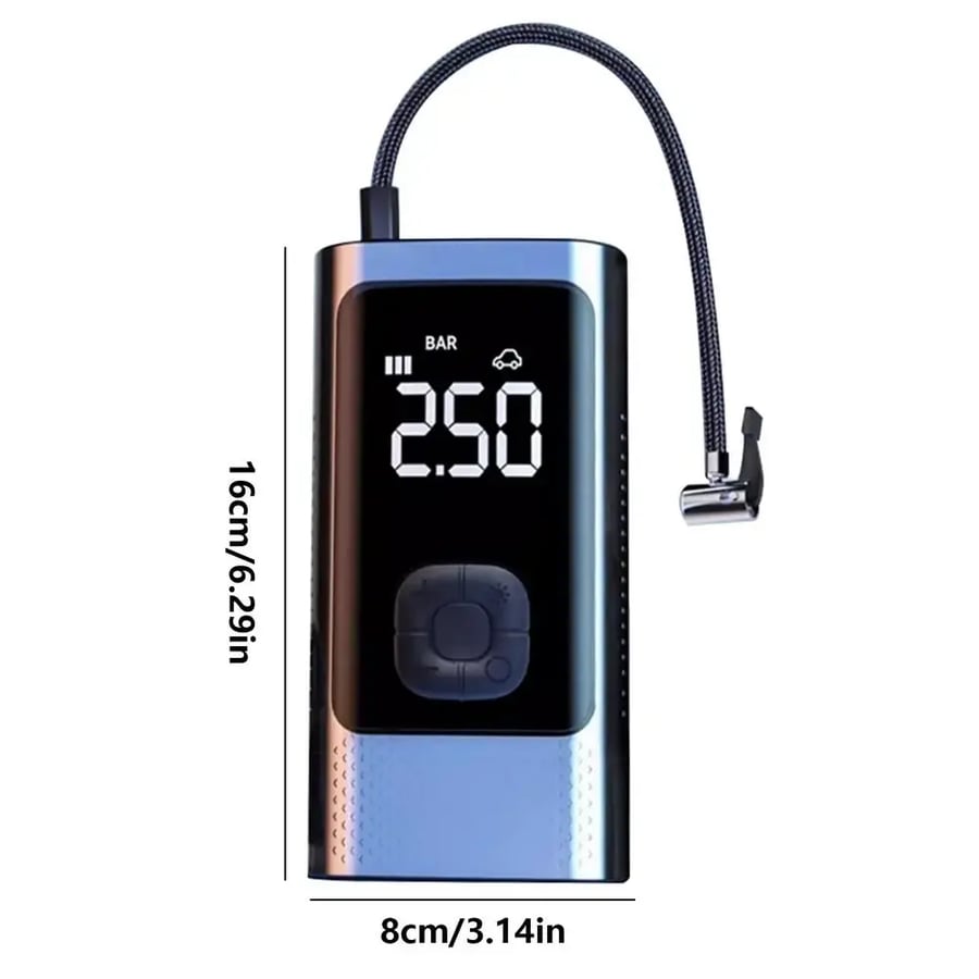 مضخة هواء لاسلكية محمولة للسيارة مع شاشة LCD