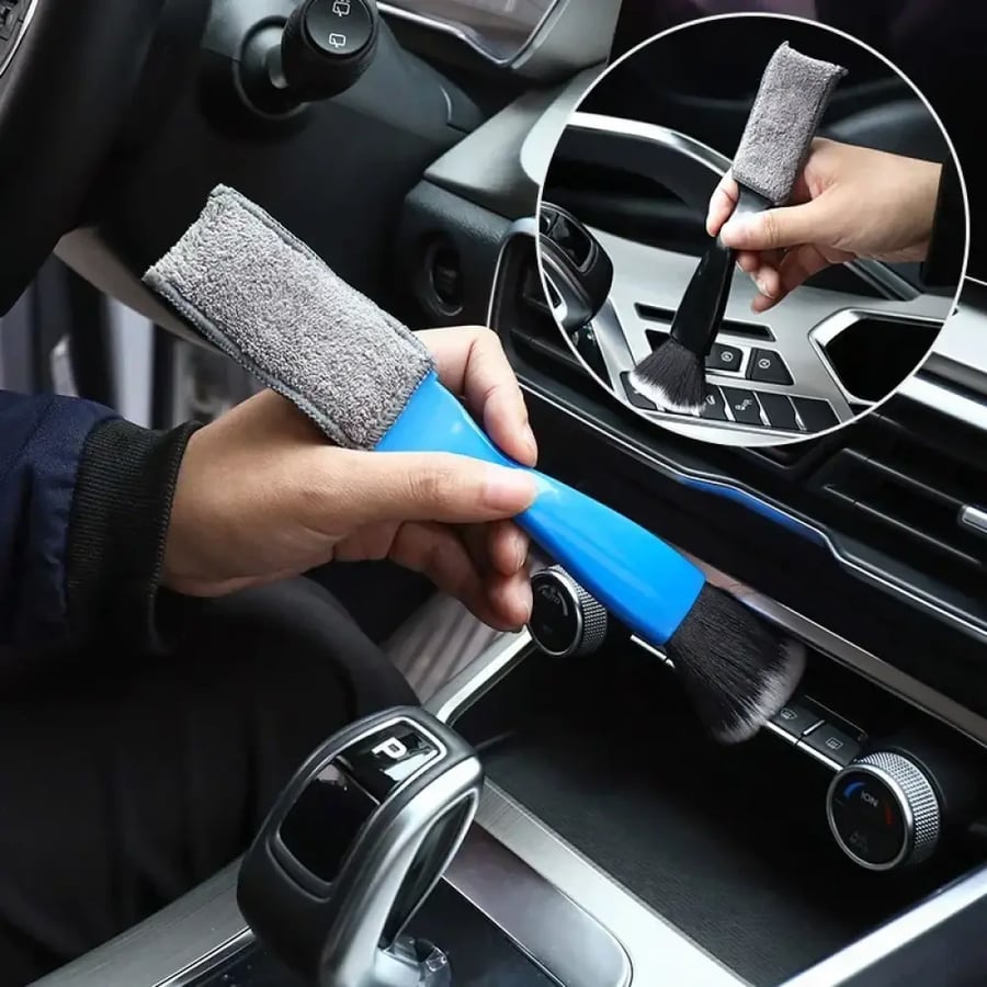 فرشاة مزدوجة لتنظيف السيارة الداخلية والخارجية